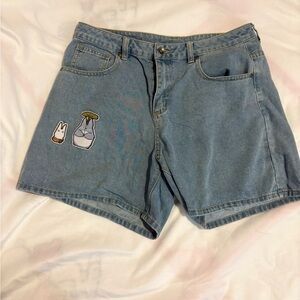 Hot Topic Blue Jean Shorts with Cute Patch